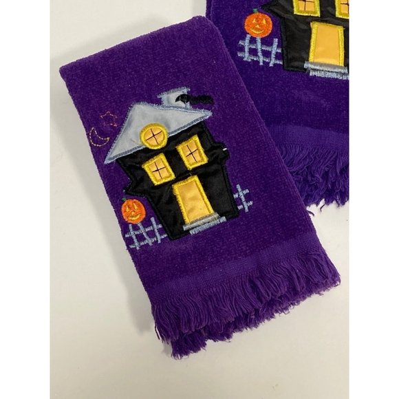 4 Vintage Cecil Saydah Halloween Haunted House Hand Towels and Wash Cloths - Picture 3 of 3